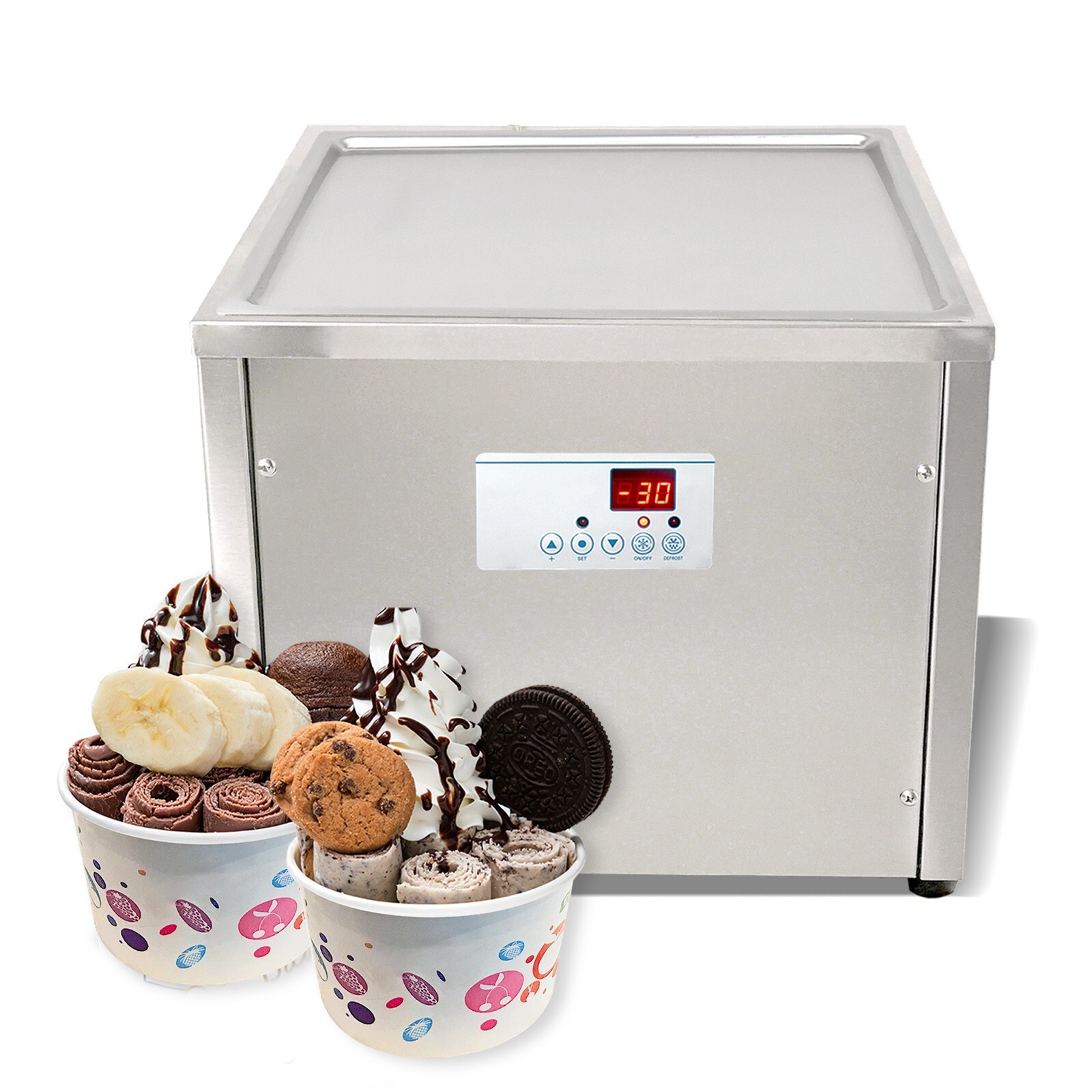 Countertop 45x45cm (18"x18") single square pan fried yogurt ice cream machine
