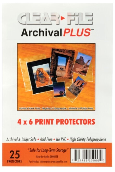 Clear File Acid-Free Archival Photo Print Protectors 4 x 6" 25-Pack #000025B