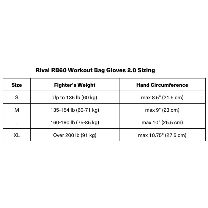 Rival Boxing RB60 Workout Hook and Loop Bag Gloves 2.0 - Black