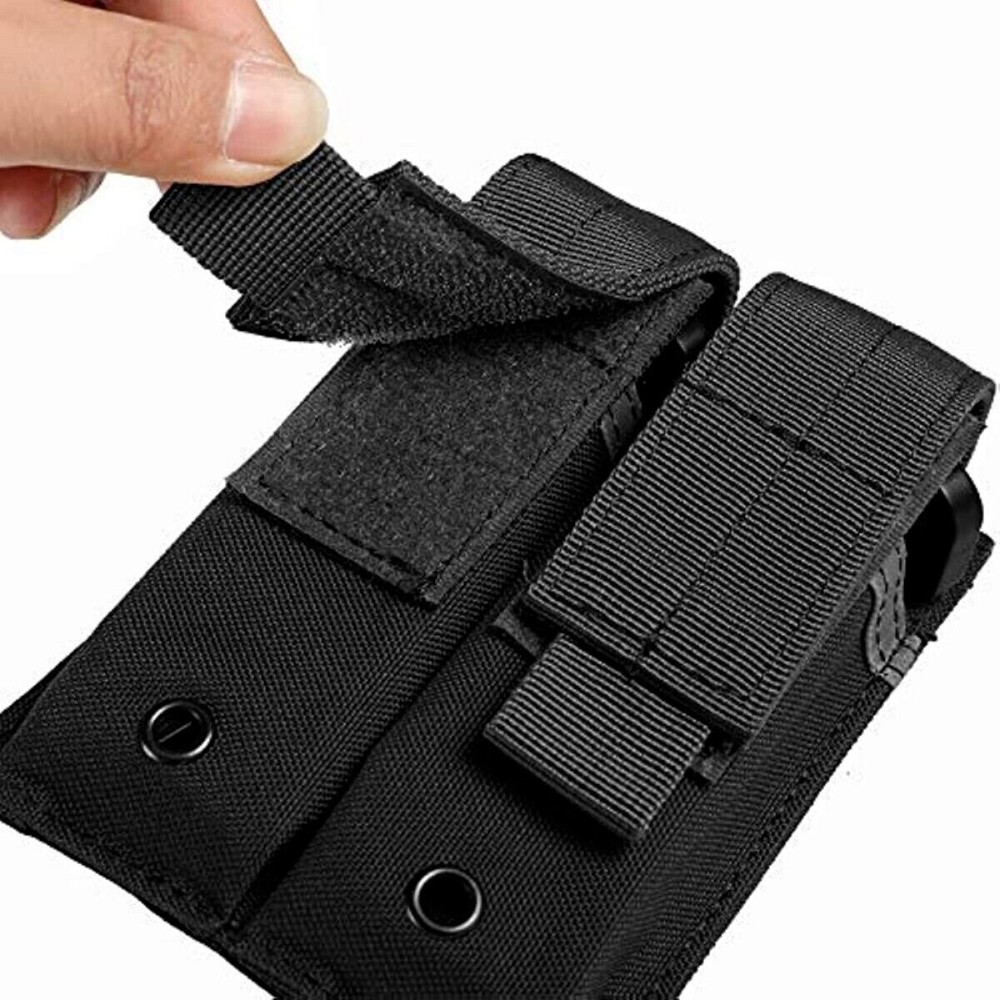 Tactical Double Pistol Mag Pouch Multi-Tool Organizer Holder Flashlight Bag