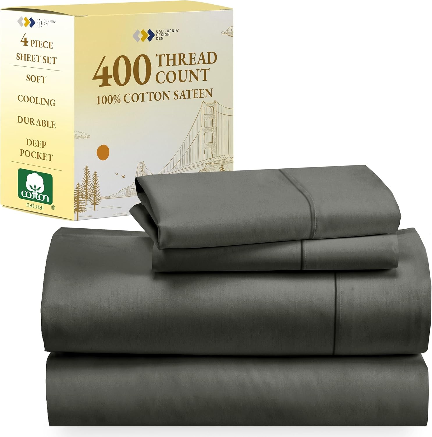 King Size Sheet Set - Soft 400 Thread Count Sateen