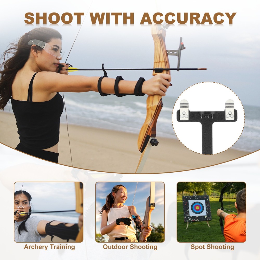 Archery Bow Square, T-Shape Ruler Turning Bow String Measurement Tool Black