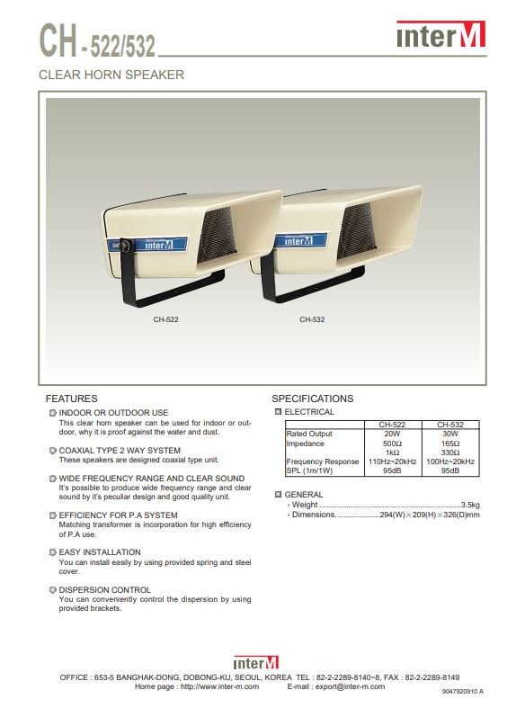 Inter M 522 Clear Horn Speaker