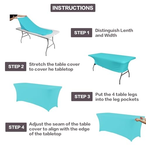 2 Pack 4FT Table Cloth for Rectangular Fitted Events 4 Ft - 2 Pcs Light Blue