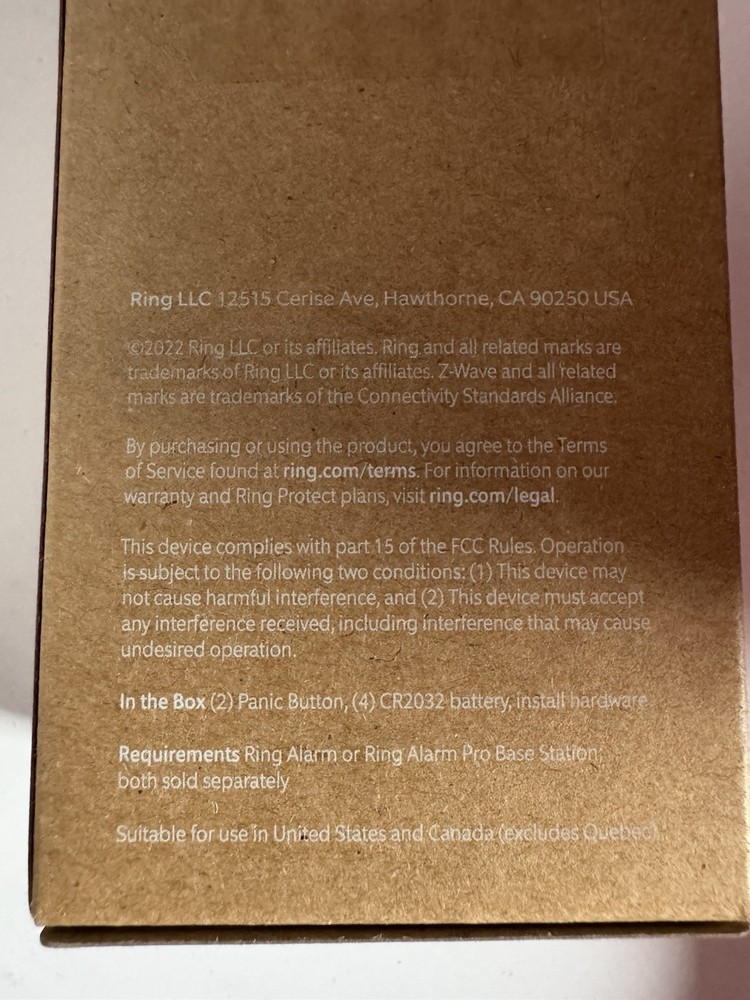 Ring Panic Button 2-Pack White Battery Powered Model PP104D01403200P6