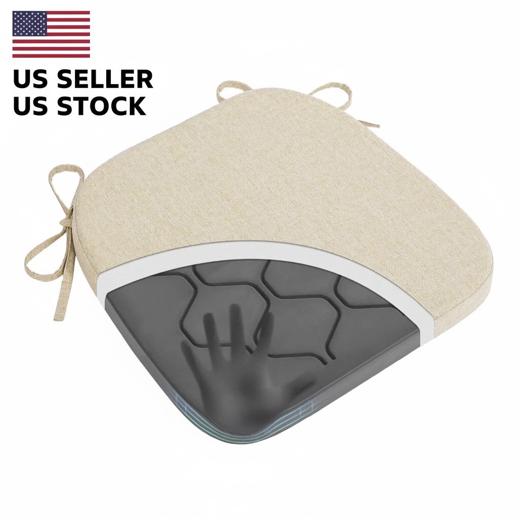 Chair Pads Seat Cushion for Dining Kitchen Room Chairs Non-Slip with Ties Washab