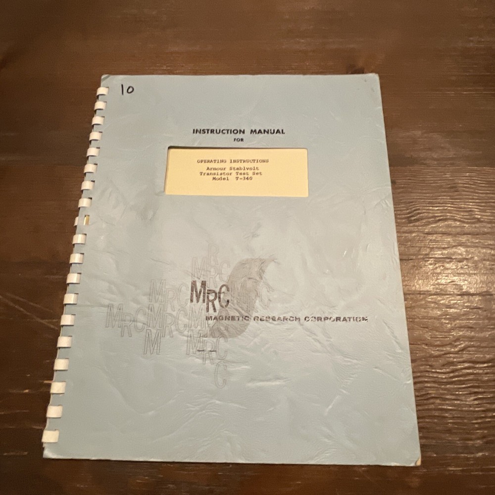 Magnetic Research T-340 Transistor Test Set Operating Instructions