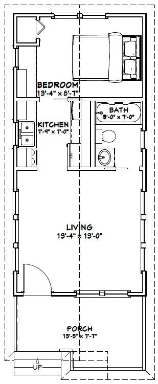 14x30 Tiny House -- 419 sq ft -- PDF FloorPlan -- Model 1B