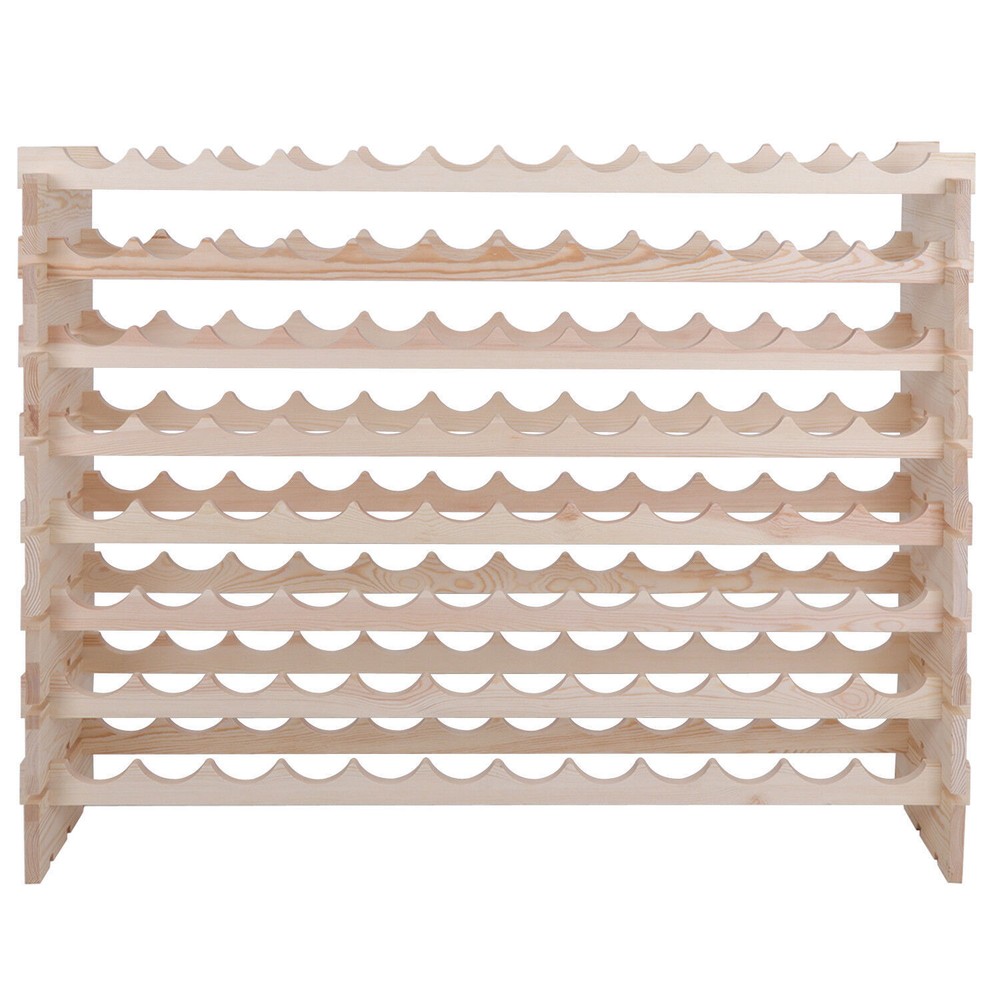 Stackable Wine Rack 8-Tier 96 Bottles Free Standing Modular Wine Storage Display