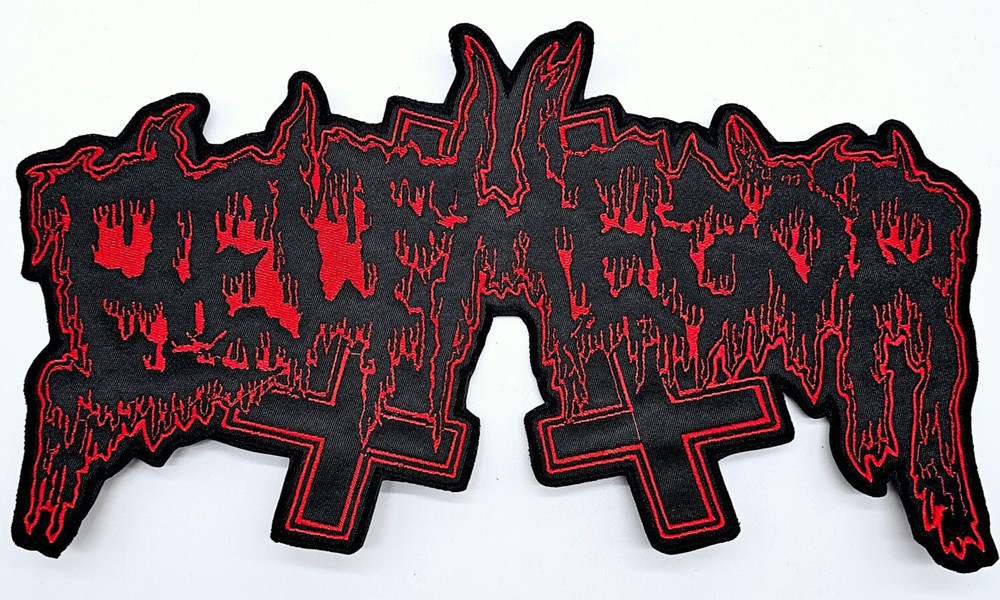 BELPHEGOR RED SHAPED LOGO EMBROIDERED BACKPATCH