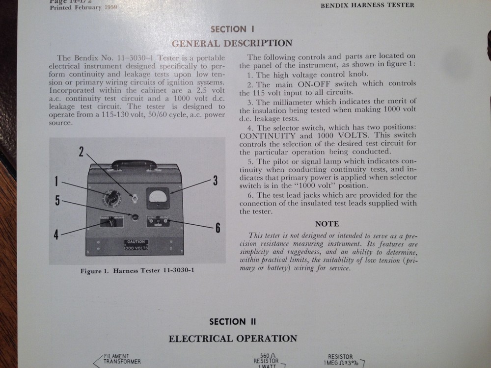 Bendix Scintilla Harness Tester 11-3030-1 Operating Instructions