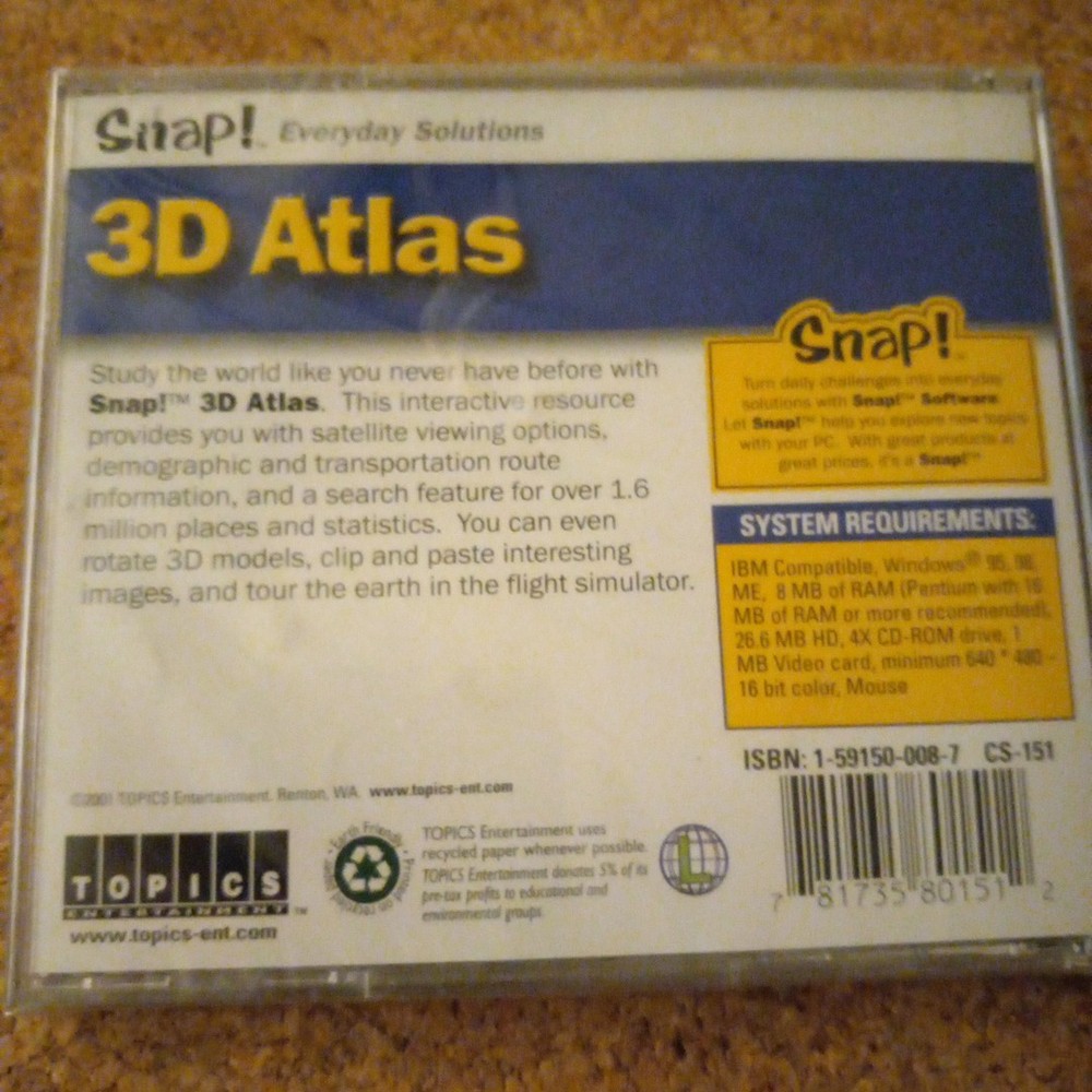 3D ATLAS - SNAP! EVERYDAY SOLUTIONS (PC CD-ROM)