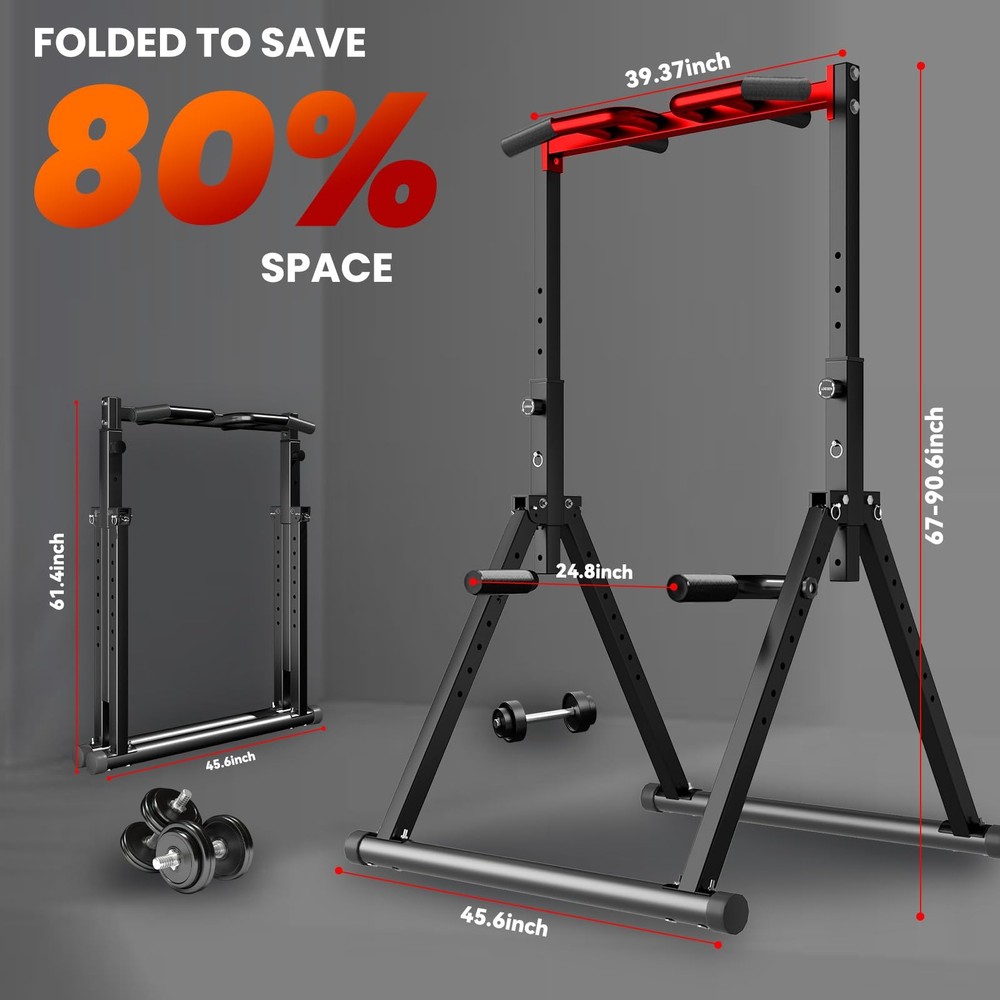 Power Tower Pull Up Dip Station Pull Up Bar Adjustable, Multifunction Home Gy...