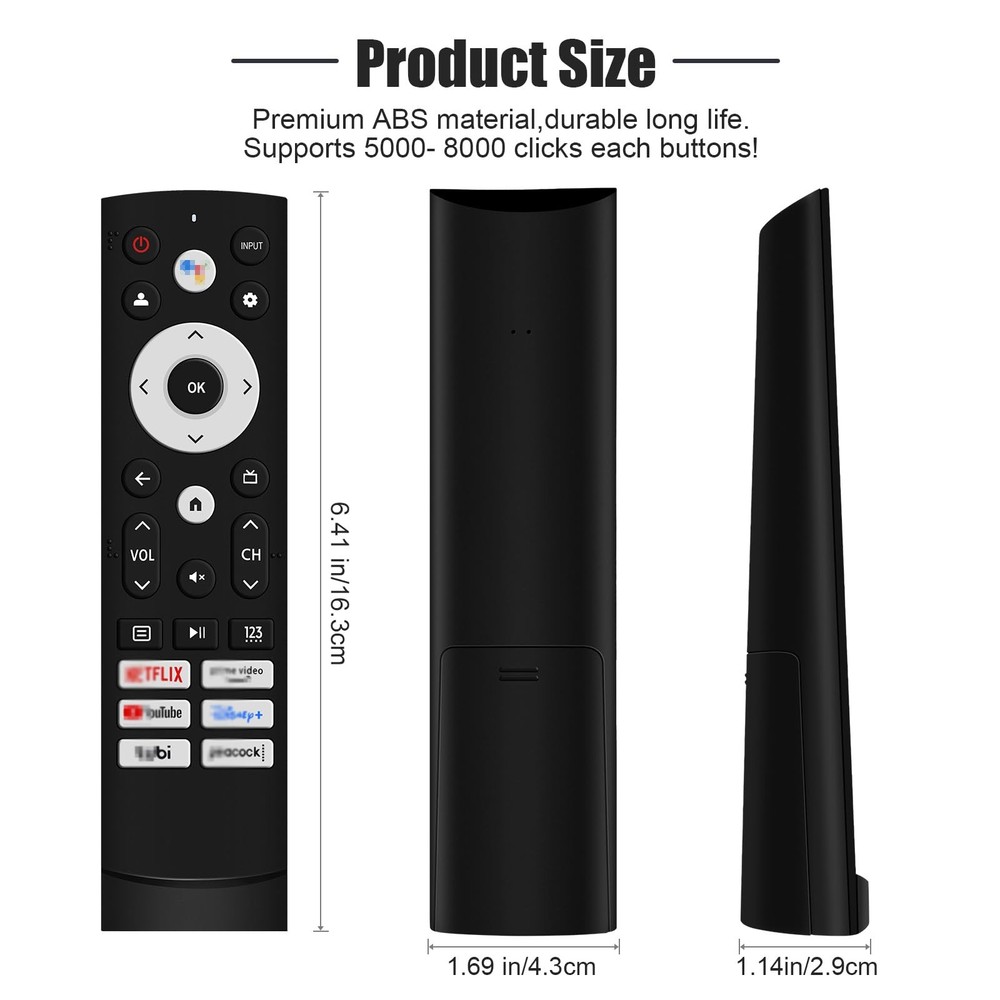 2 PC Replacement Remote Control for Hisense Smart Google TV Series,for Black