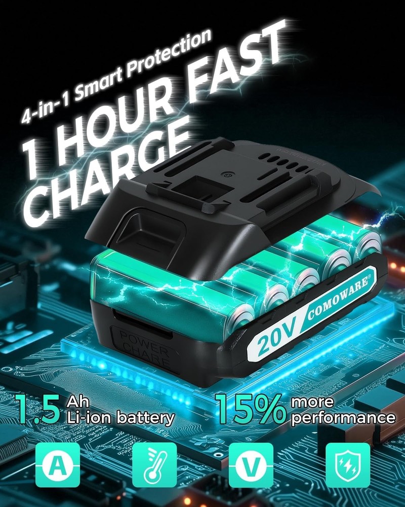 High-Power 20V Cordless Drill with LED Light & Adjustable Torque Control