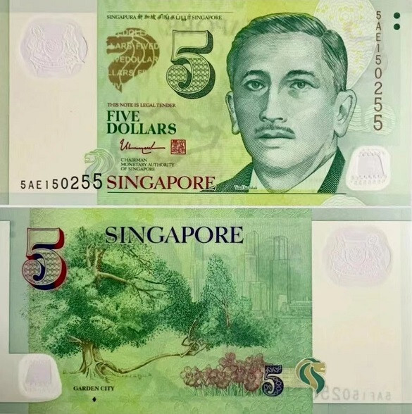 2007 Singapore 5 Dollars P 47 Polymer UNC NEW Banknote