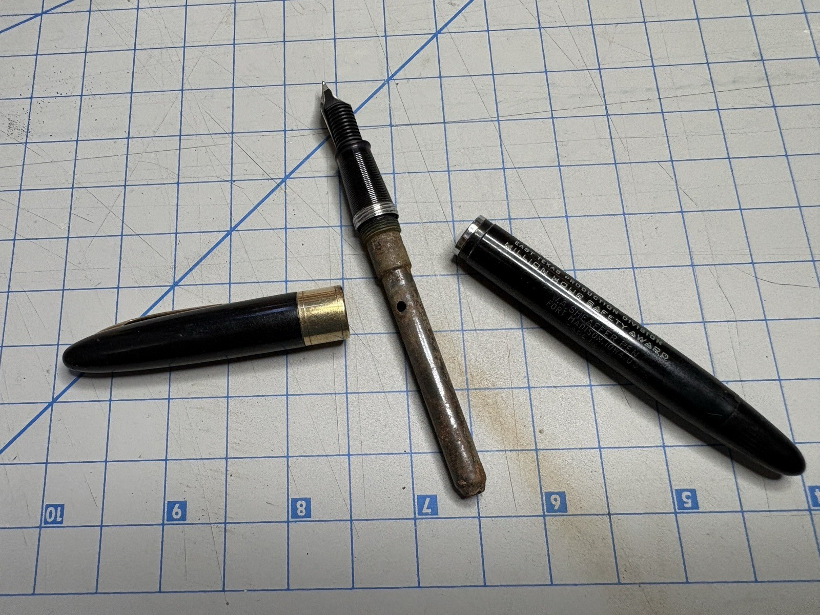 WA Sheaffer White Dot Black Vacuum Fill Fountain Pen 14K Nib Vintage- HUMBLE OIL