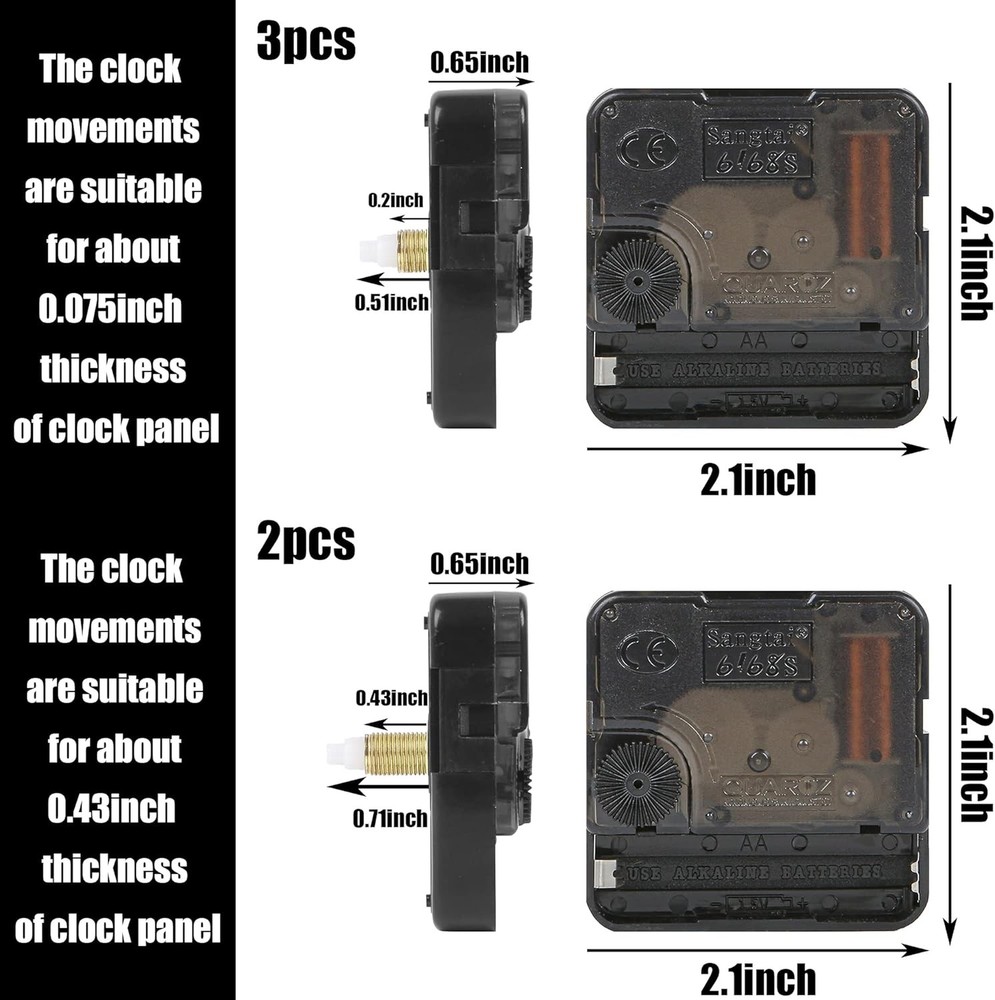 5pcs High Torque Quartz Clock Movement Mechanism Replacement Kit with...