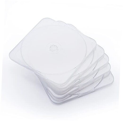 25 Pack Ultra Slim Clear Transparent Square Shaped CD and DVD Disc Clam Shell