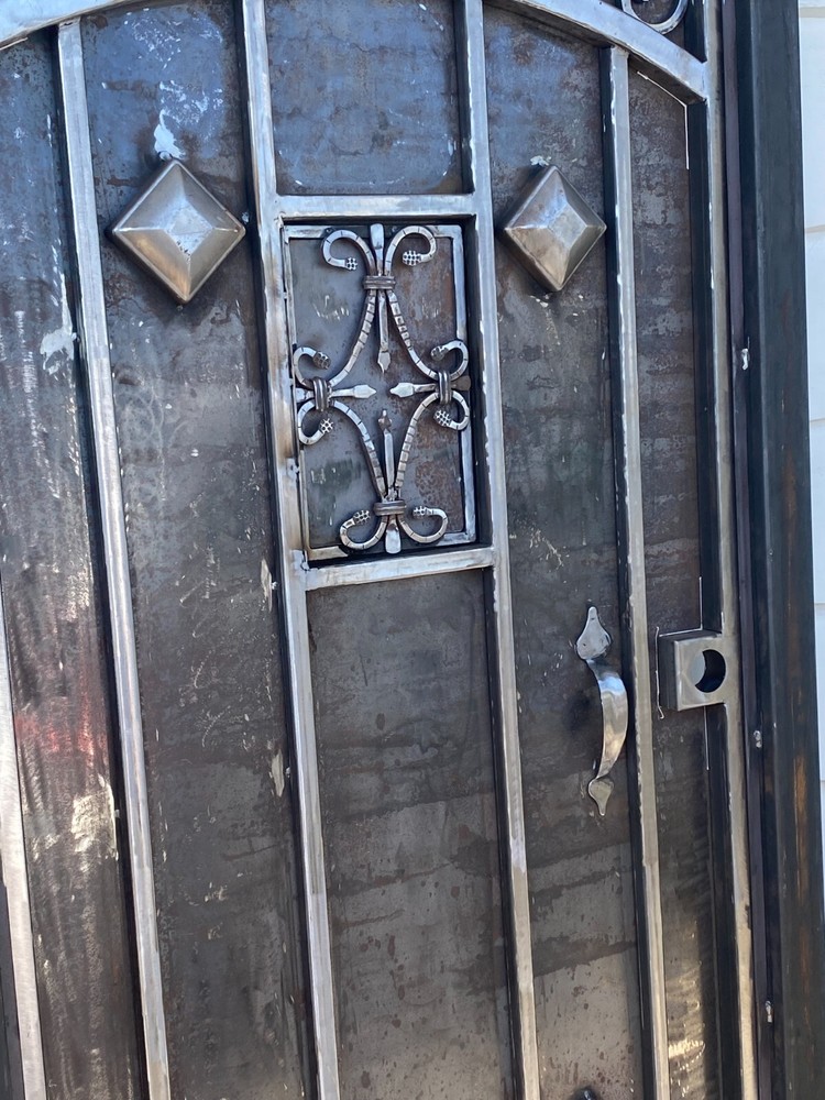 Solid wrought iron pedestrian gate w/side jambs speakeasy custom Your Size