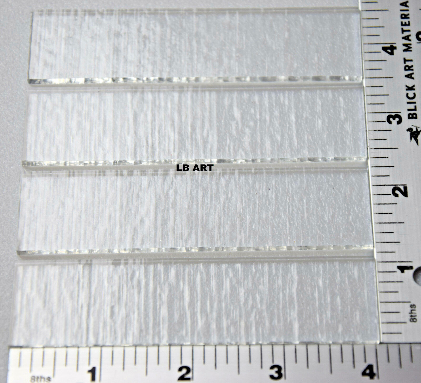 1101.50 -4 pcs-1"x 4" CLEAR BULLSEYE 2mm THIN GLASS SHEET STRIPS 90 COE
