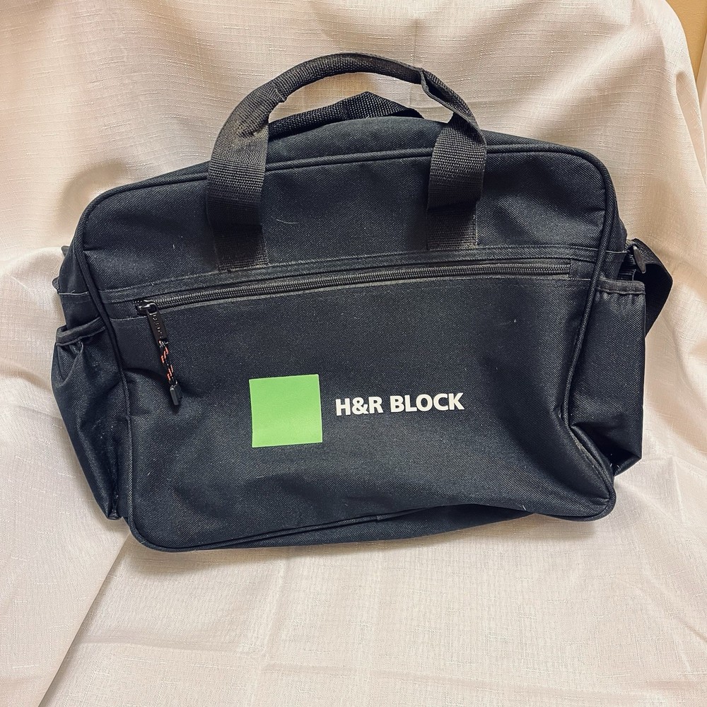 H&R Block Logo Computer Travel Shoulder Bag Document /Briefcase Side Pockets