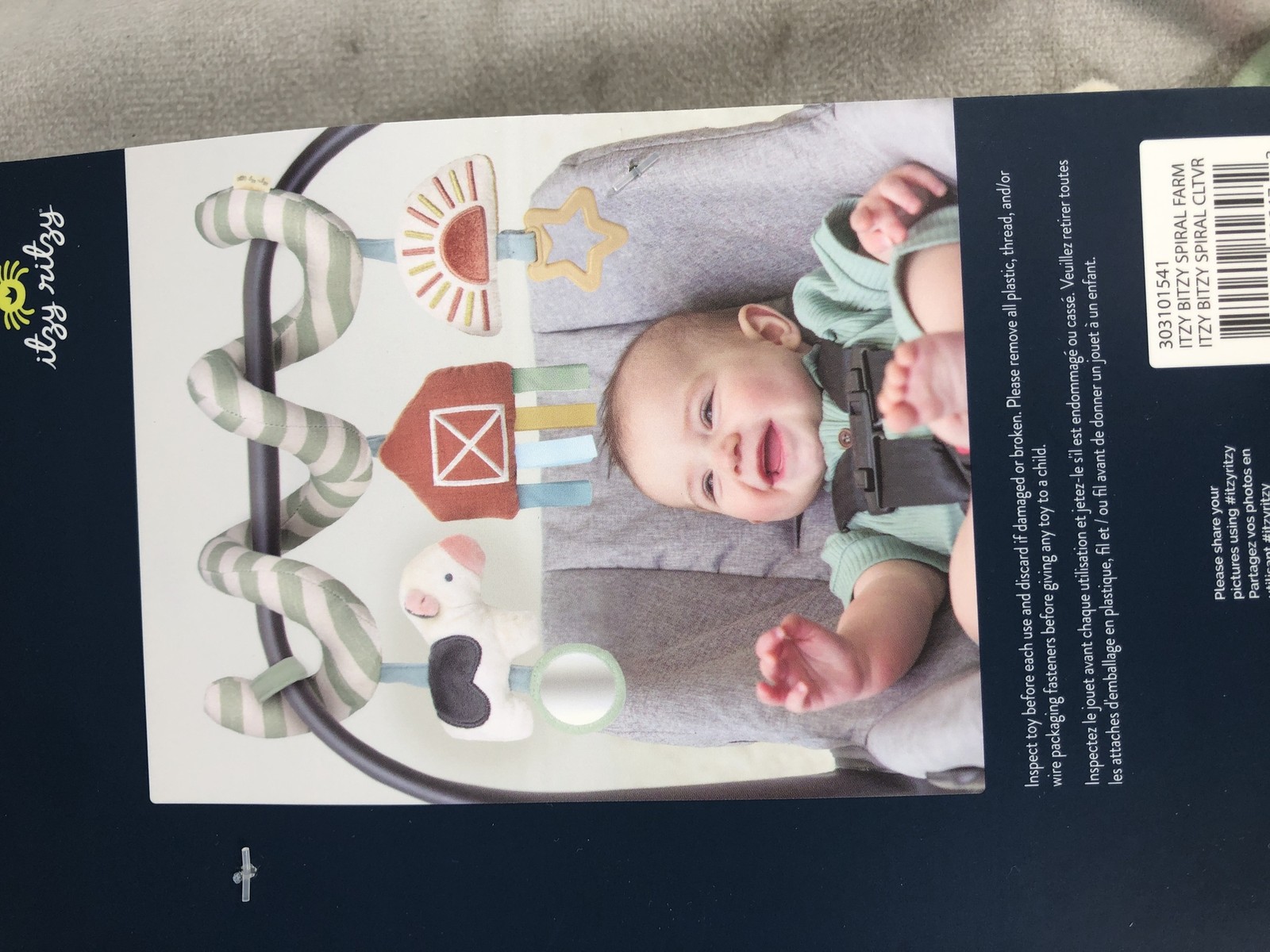 Itzy Ritzy Itzy Bitzy Spiral Farm Baby Toy Mirror Ribbons, Farm