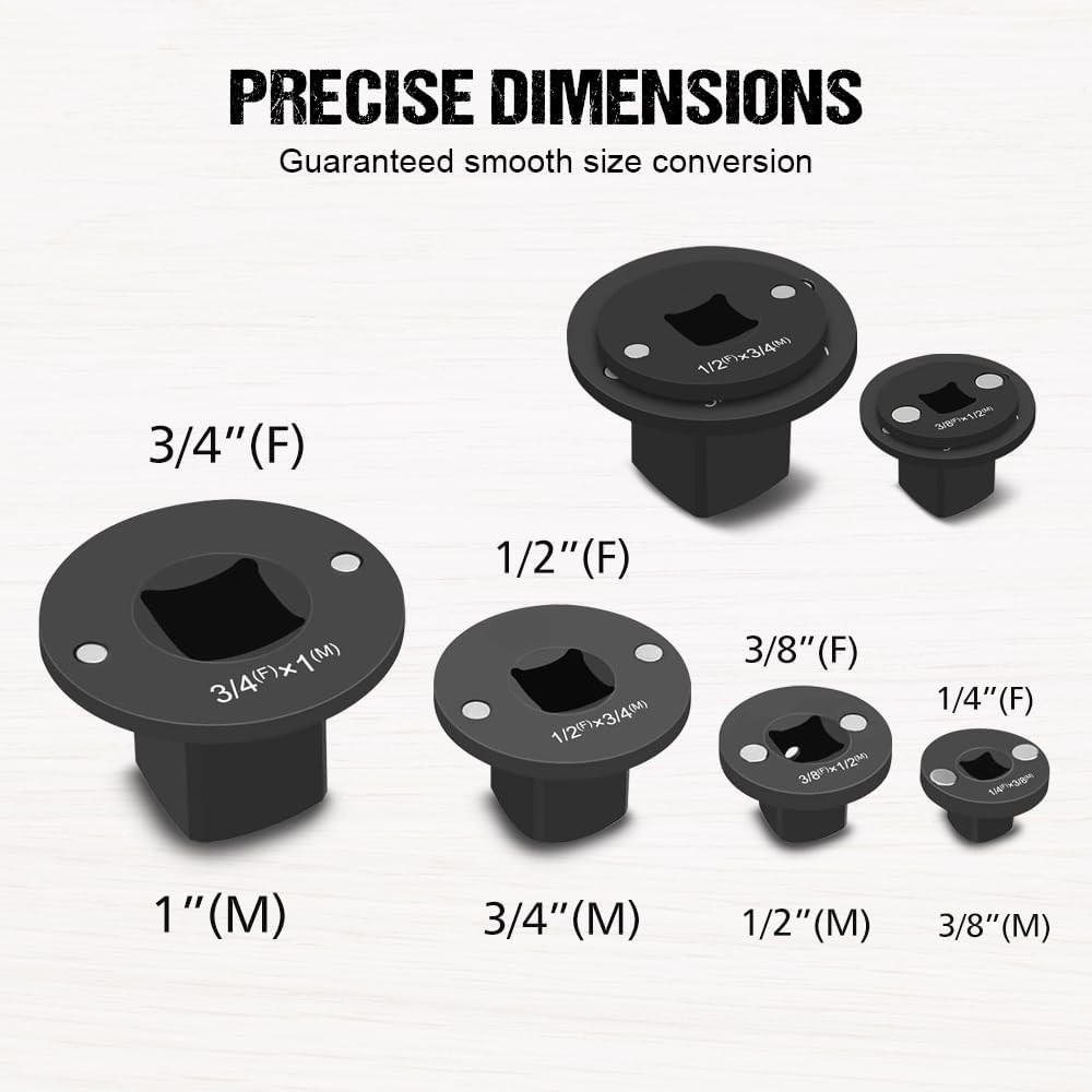 4-Pack Low Profile Impact Socket Adapter Set, Drive Reducing Ratchet Adapter Set