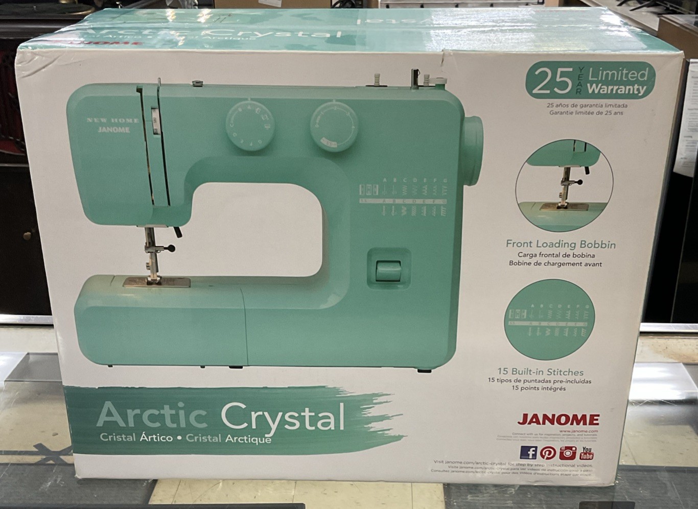 Janome Arctic Teal Crystal Easy-To-Use Sewing Machine - New!