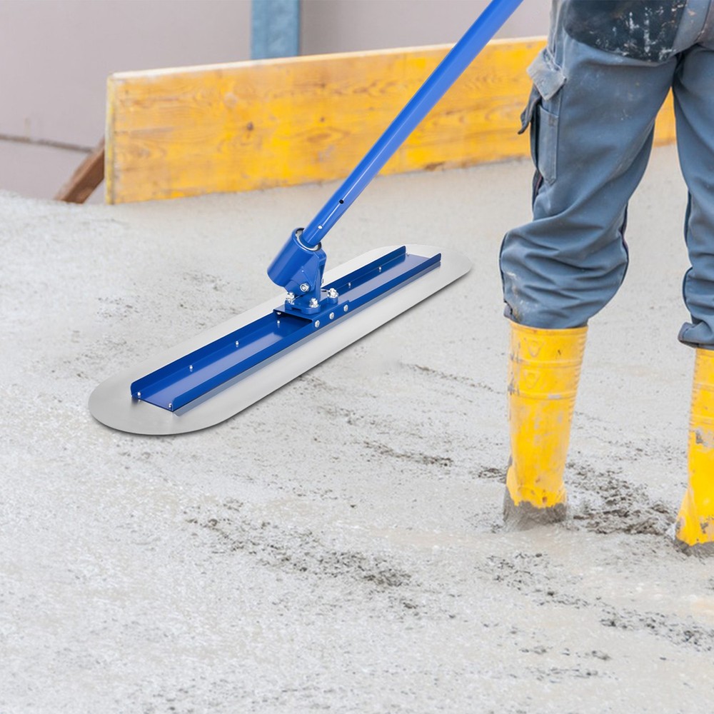 Bull Float 48x12” Concrete Float Tool Trowel Float With 3 Handles Round End Blue