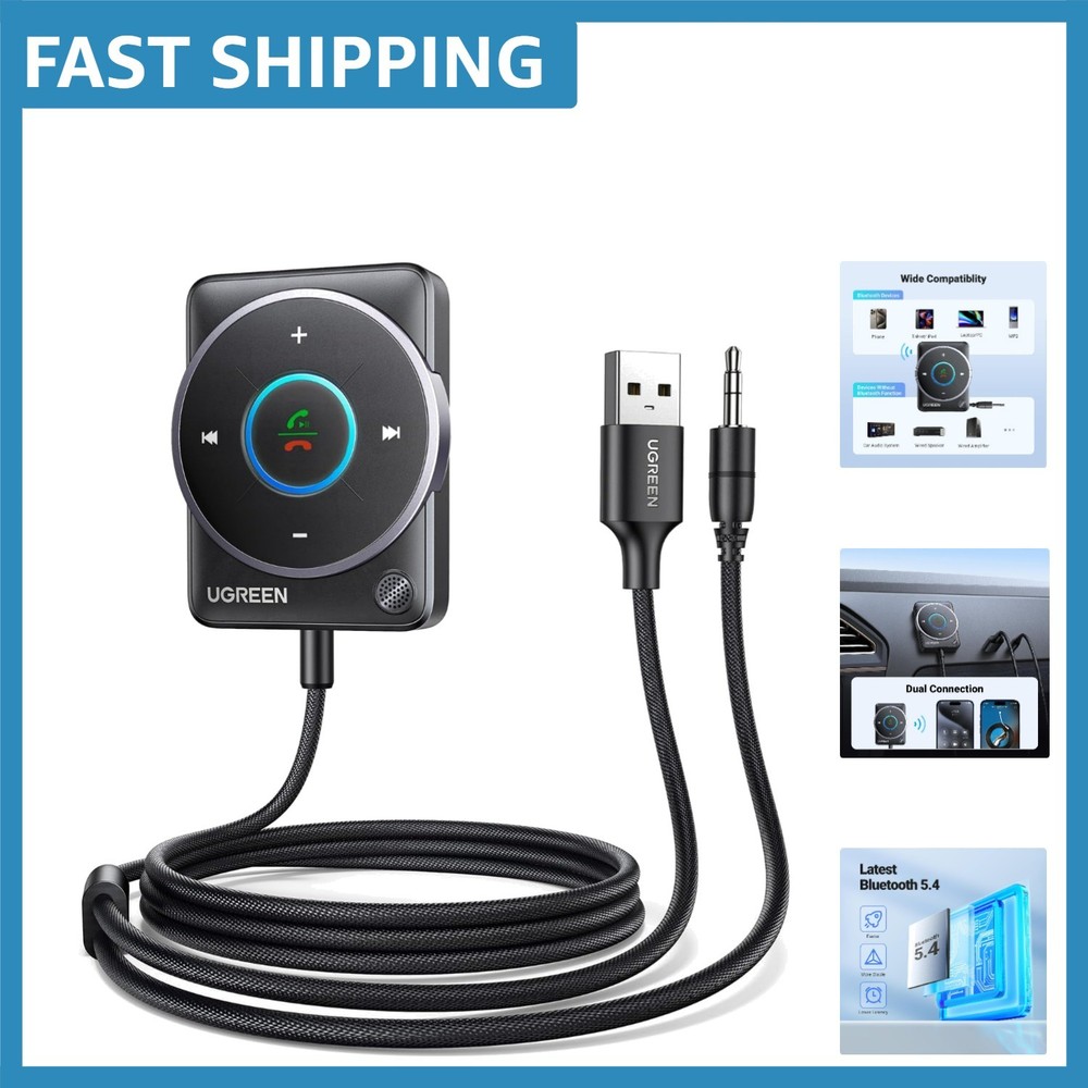 Bluetooth 5.4 Car Adapter | Noise-Cancelling Aux Receiver with Durable Cable