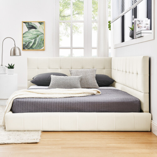 Full Size Velvet Upholstered Tufted Daybed Sofa Bed Frames with Backrest Armrest