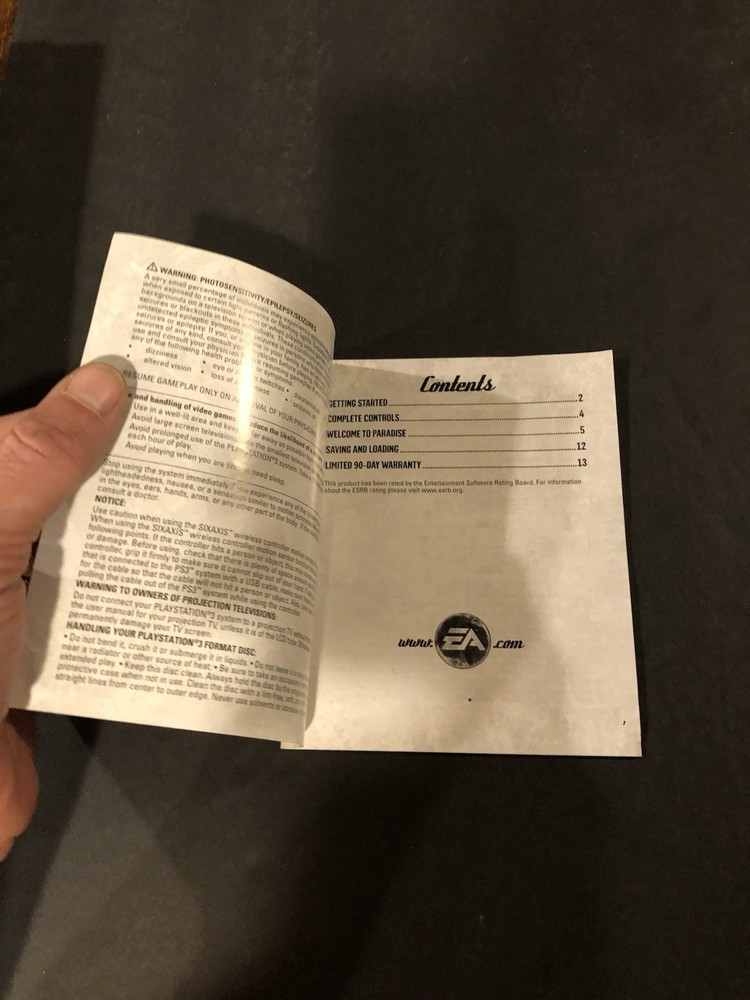 burnout paradise ps3 Manual Only