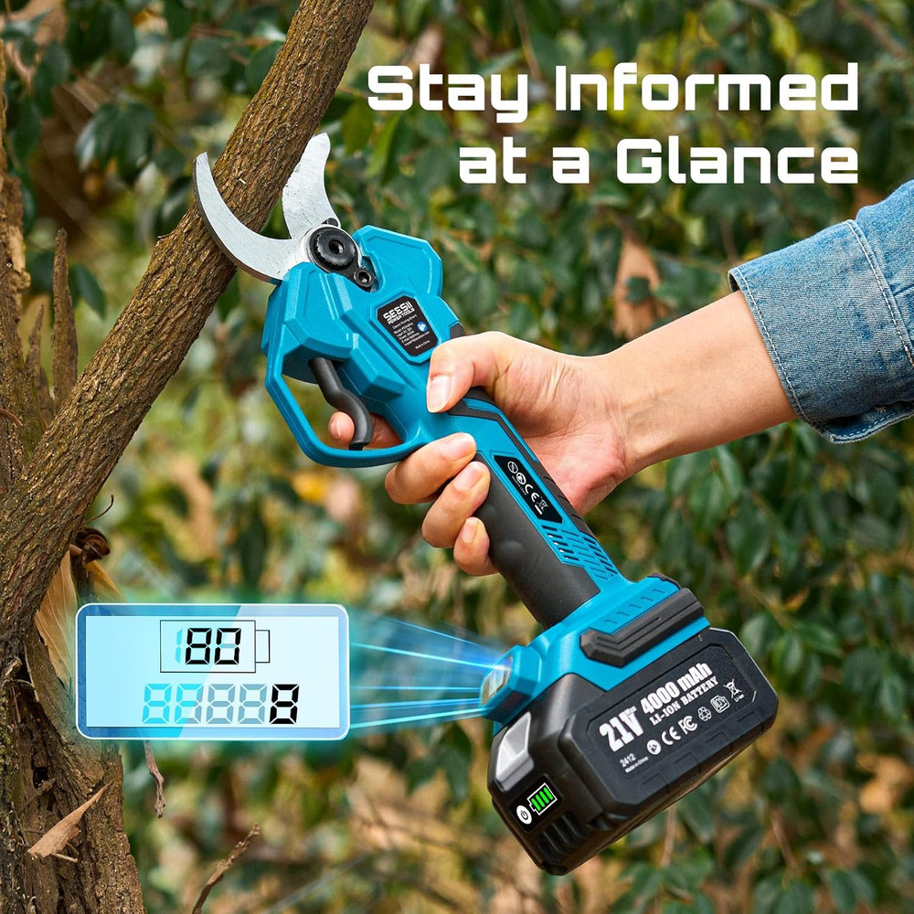Electric Pruning Shears Cordless: 1.6" Cutting Diameter Power Pruner - 2 Pcs 4.0