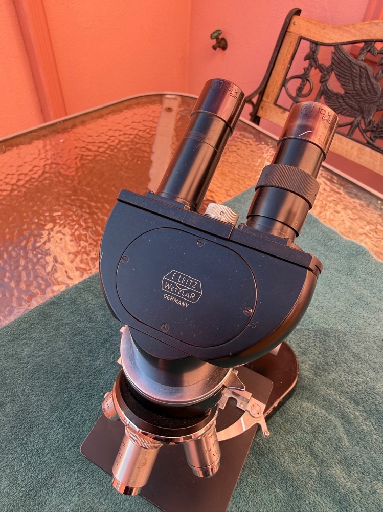 E Leitz Wetzlar Vintage Binocular Microscope - Four Objectives - Germany