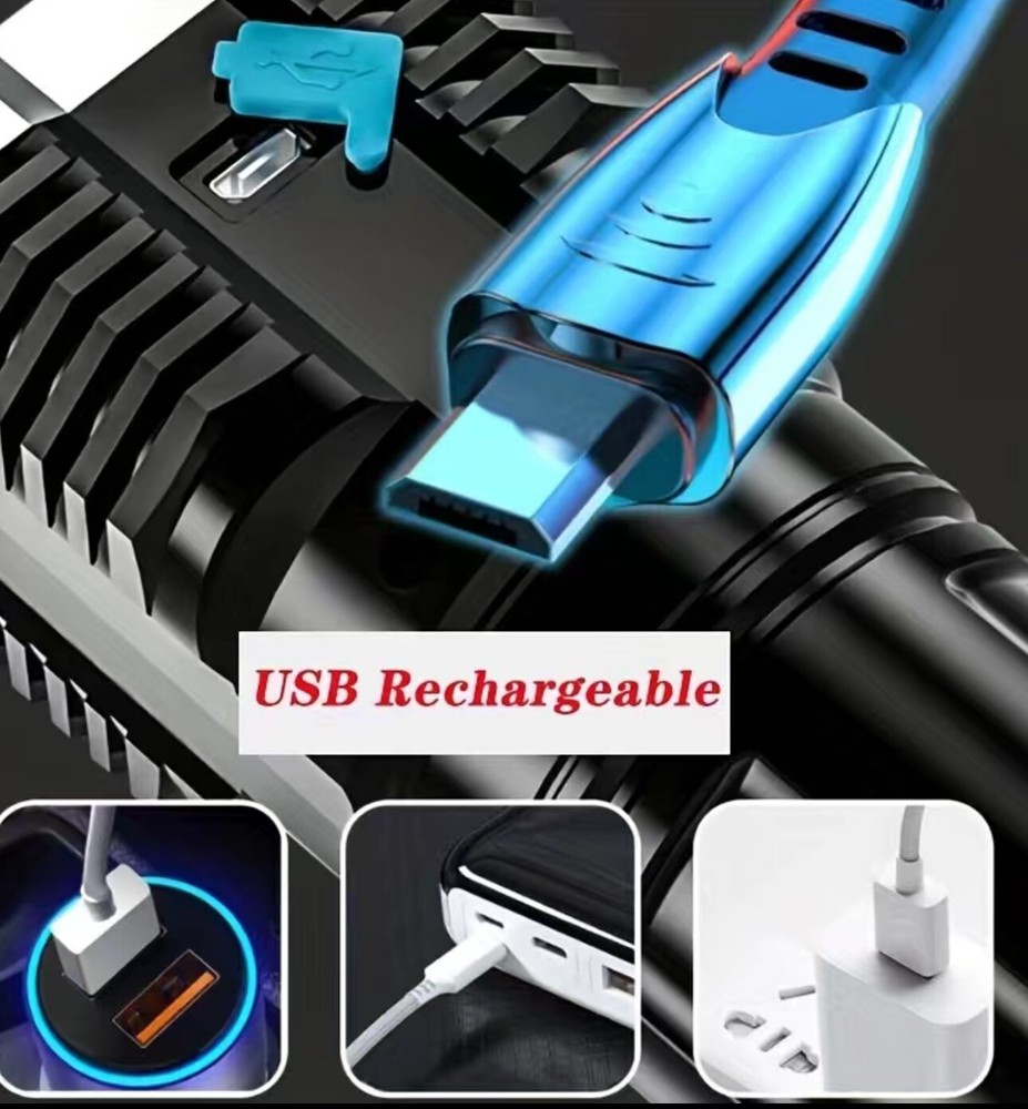 Rechargeable Flashlights, LED USB Waterproof Super Bright Powerful Large Beam