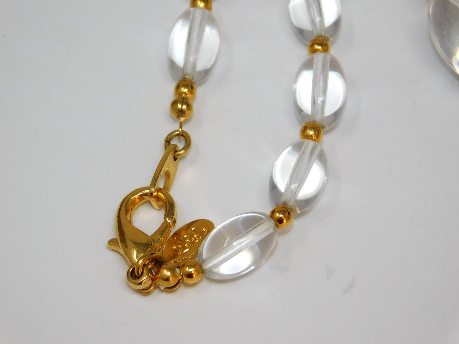 Vintage JOAN RIVERS Clear Lucite Graduated Bead Necklace w/ Gold Tone Spacers