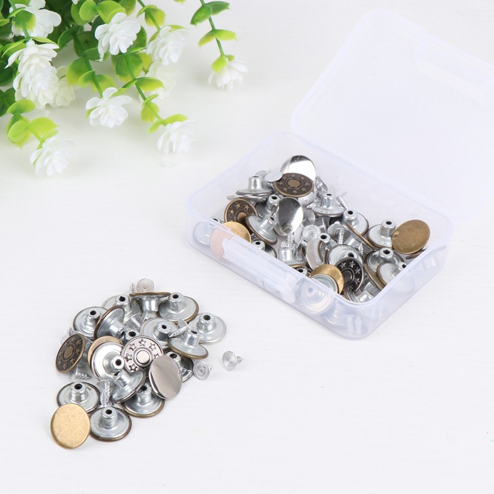 30 Sets Jeans Buttons Pants Snap Replacement Denims Repair Kit for