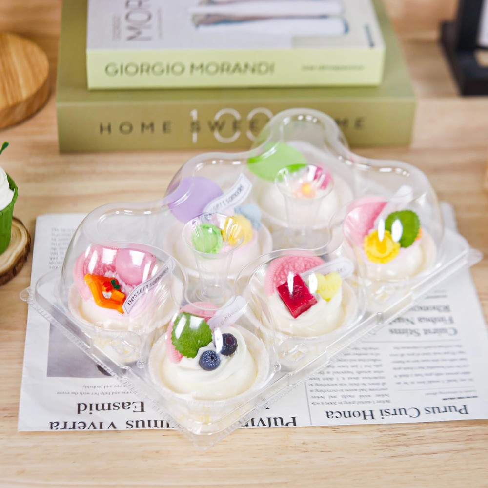 6 Count Cupcake Containers 45 Pack Holders Clear Plastic Stackable Boxes