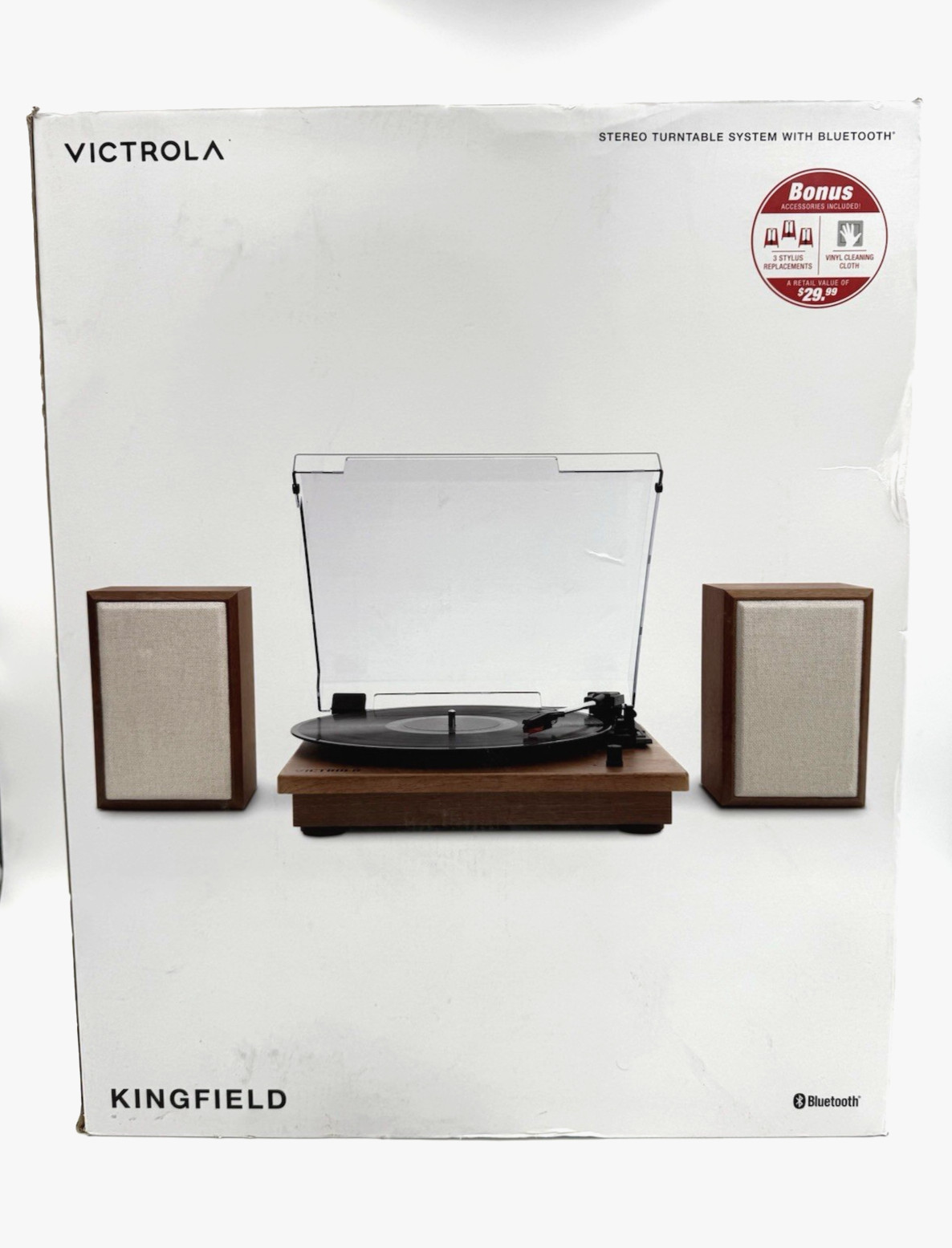 Victrola The Kingfield Record Player Bluetooth Shelf System w Bookshelf Speakers