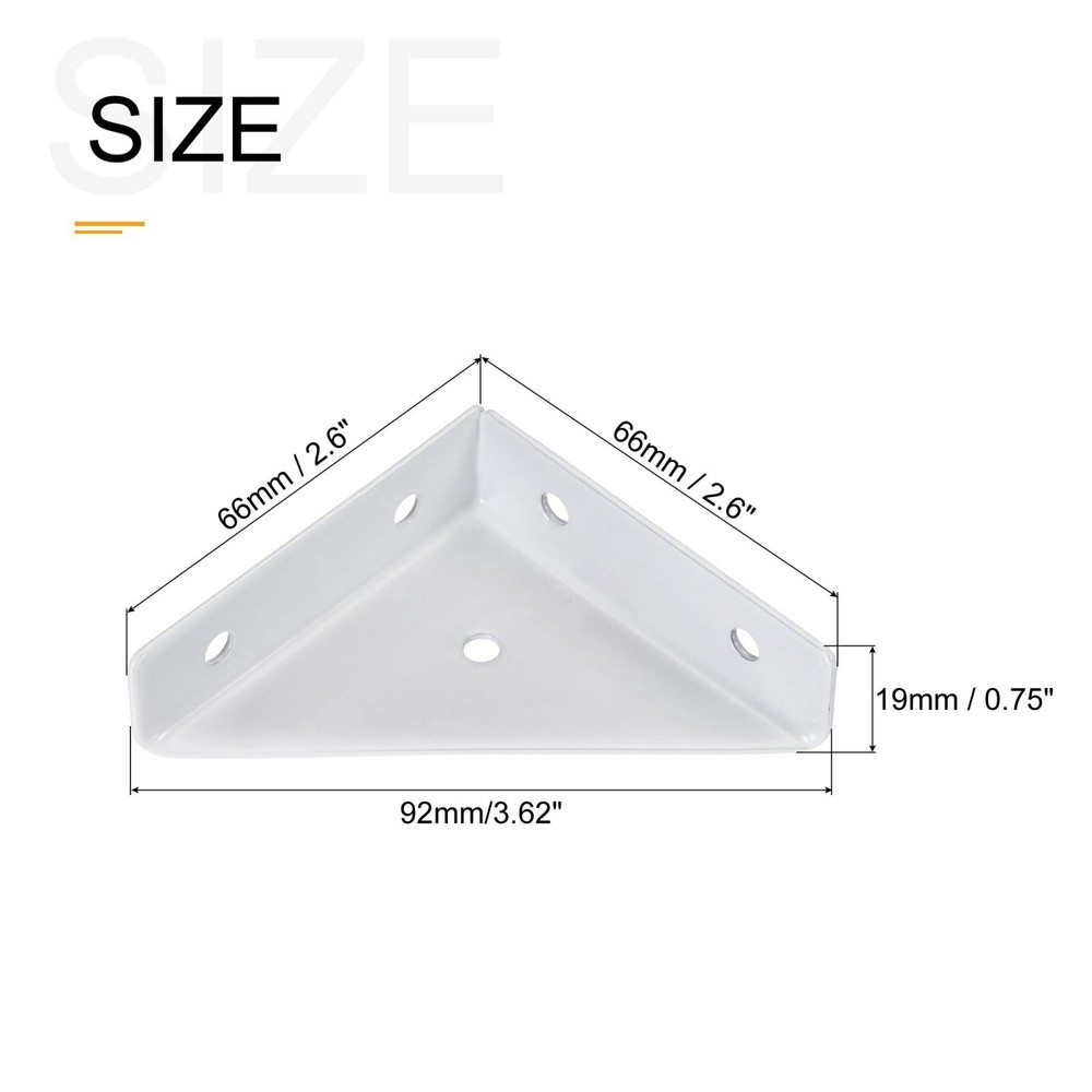 Corner Brackets 66x66mm Cold Laminated Steel Braces Join Support White 2Pcs