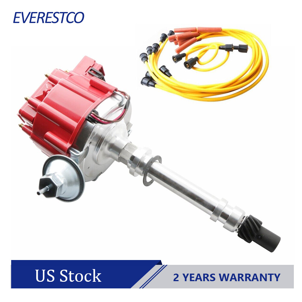 HEI Ignition Distributor w/ Spark Plug Wires Combo Set For Chevy SBC 350 BBC 454