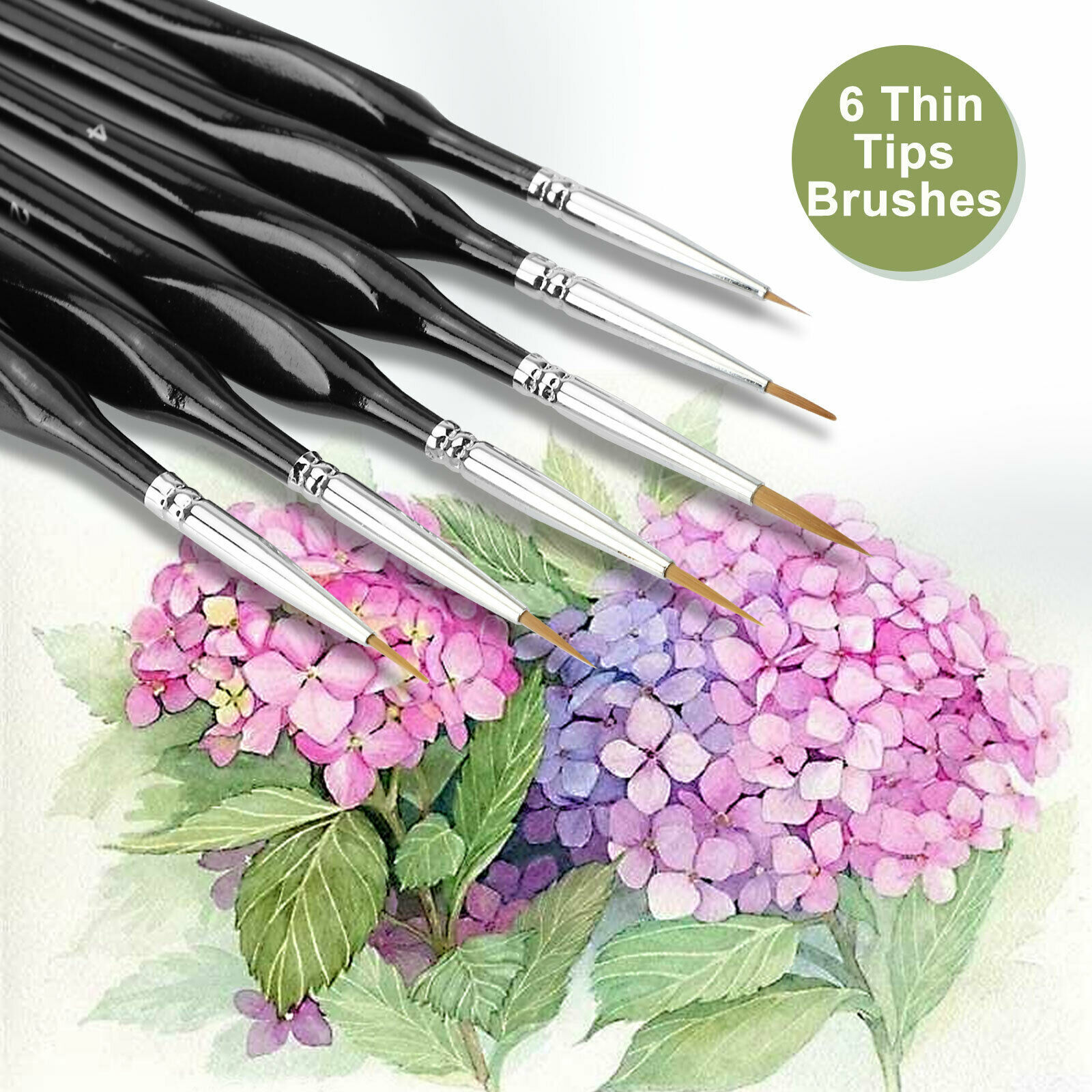 6x Extra Fine Tip Detail Paint Brushes for Miniatures Model Maker Painting Set