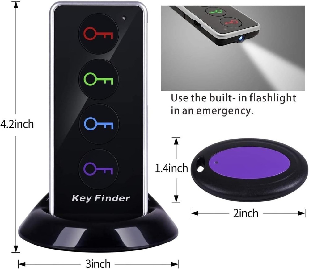 80dB Key Finder & Wireless Remote Tracker - 131ft Range, 4 Receivers Included