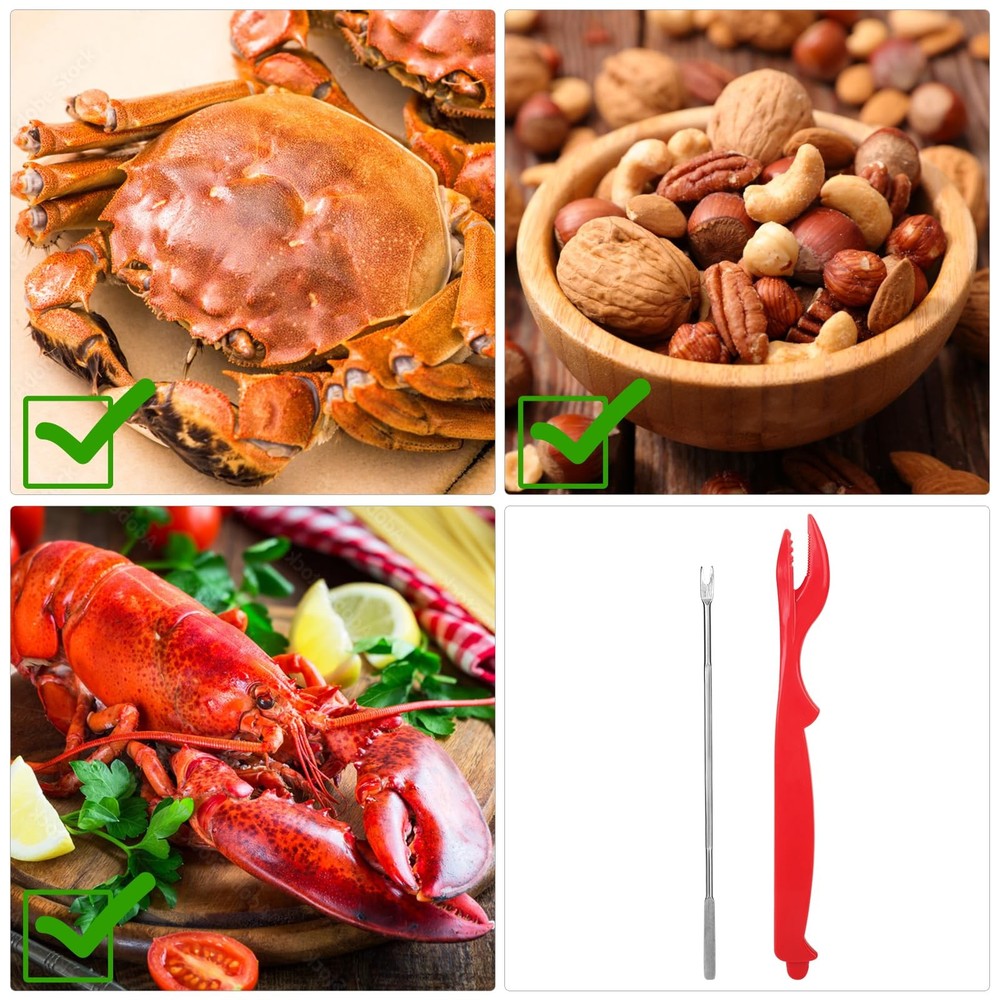 Seafood Tools Set includes 2 Crab Crackers, 2 L, Crackers 8pcs