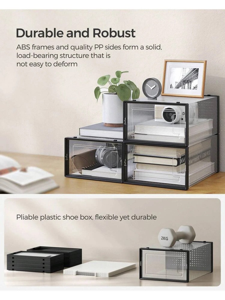 Shoe Boxes 12 Stackable Transparent Plastic Closet Storage Sneakers Fit