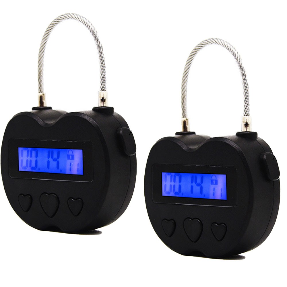 2PCS Black Time Lock LCD Display Time Lock Multifunction Travel Electronic Timer