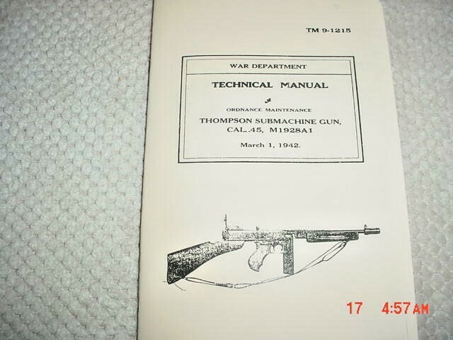 Thompson Submachine Gun Technical Manual 1942