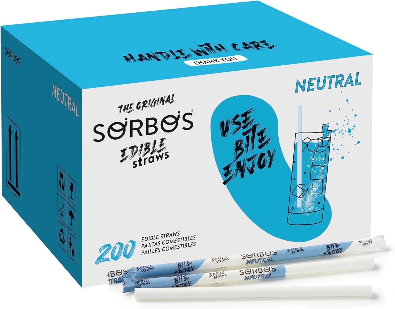 Edible Biodegradable Straws - Neutral Flavor, Pack of 200 | Eco-Friendly Choice