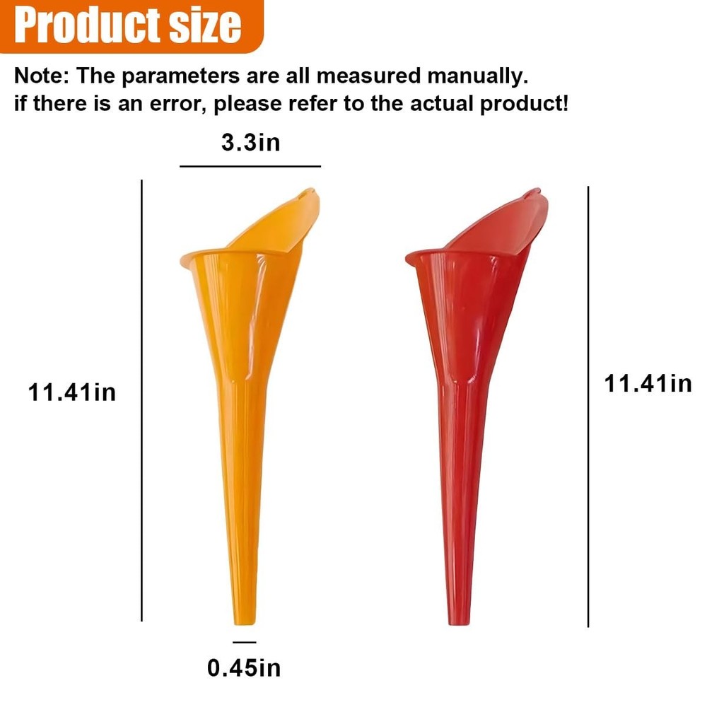 Long Neck Oil Funnel, Plastic Spill Saver Funnels, Multi-Function Red/Orange